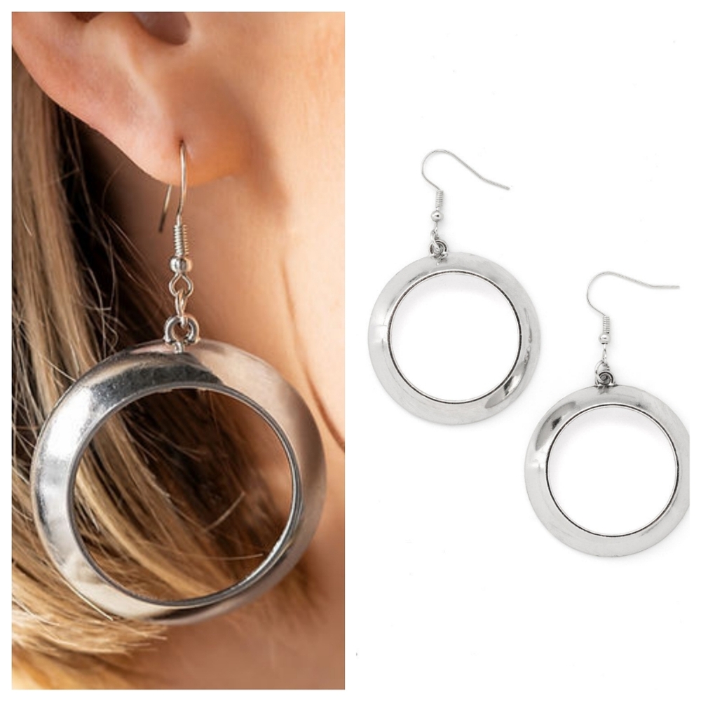 Elegant Silvertone Hoop Earrings